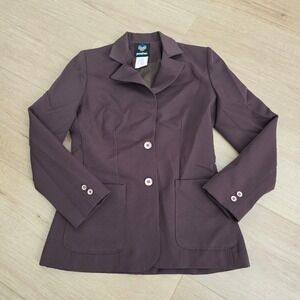 Vintage Pawther Blazer Women's Brown Long Sleeve Button Front Career Jacket
